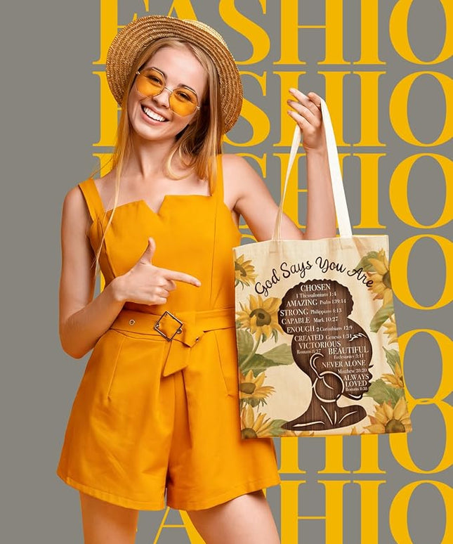 AUSVKAI Canvas Tote Bag for Women, Aesthetic Cute Grocery Grocery Reusable Cotton Gift Bag for Shooping Beach Trendy Gifts