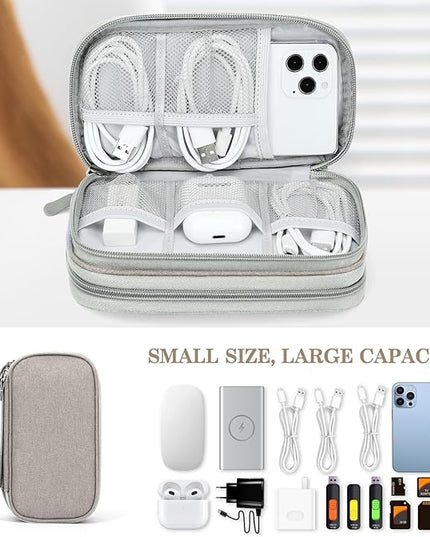 FYY Electronic Organizer, Travel Cable Organizer Bag Pouch Electronic Accessories Carry Case Portable Waterproof Double Layers All-in-One Storage Bag for Cable, Cord, Charger, Phone, Earphone Khaki