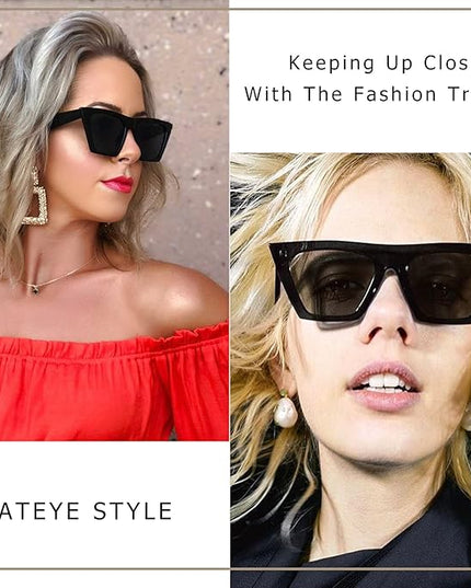 FEISEDY Vintage Square Cat Eye Sunglasses Women Trendy Cateye Sunglasses B2473