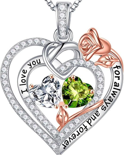Iefil Christmas Gifts for Wife Women - 925 Sterling Silver Double Birthstone Necklace, Anniversary Birthday Gifts for Women, Jewelry Gift for Wife Girlfriend Mom Her