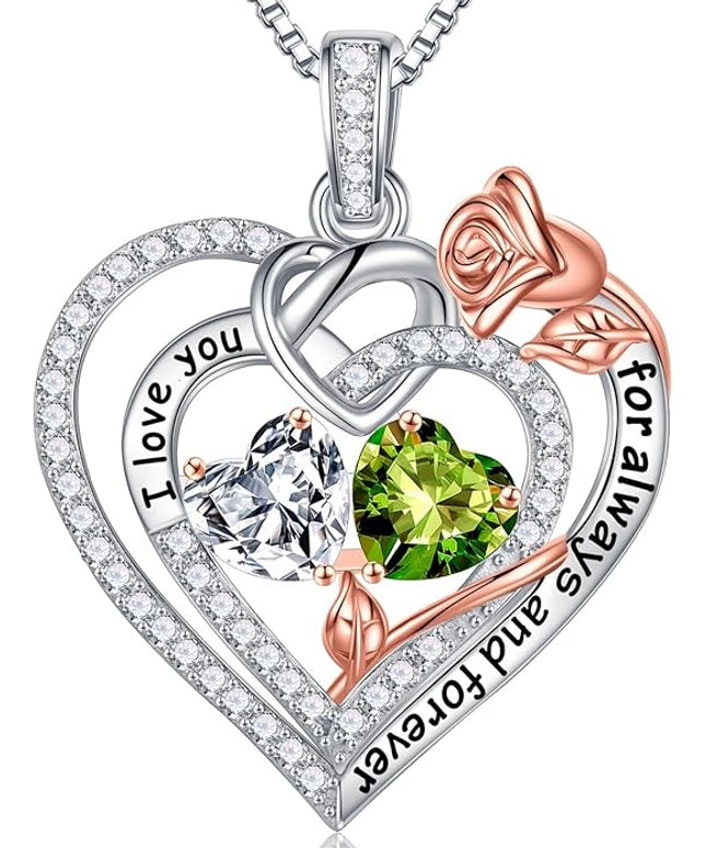 Iefil Christmas Gifts for Wife Women - 925 Sterling Silver Double Birthstone Necklace, Anniversary Birthday Gifts for Women, Jewelry Gift for Wife Girlfriend Mom Her