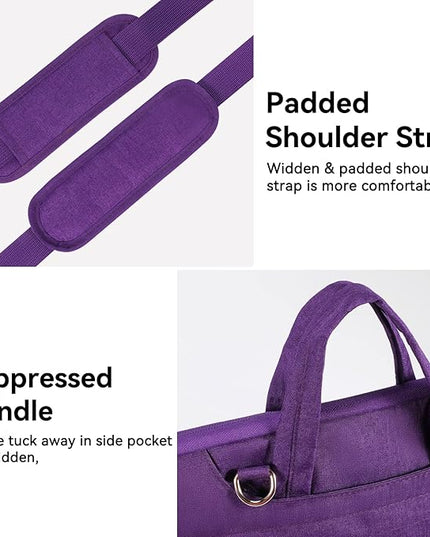 Voova 17 17.3 Inch Laptop Sleeve Case, Slim Women Men Shoulder Hand Bag Compatible with Razer Blade Pro 17, Lenovo Dell Asus Acer HP Notebook Messenger Briefcase with Strap, Waterproof, Purple
