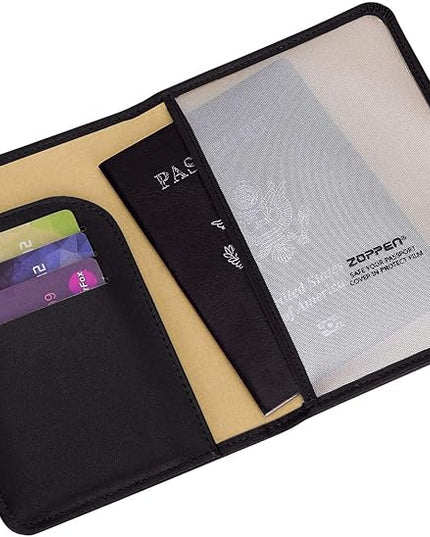 ZOPPEN Passport Holder Women Men, Passport Cover Travel Wallet Rfid Blocking Passport Wallet Cover Case Travel Essentials Document Organizer, Black