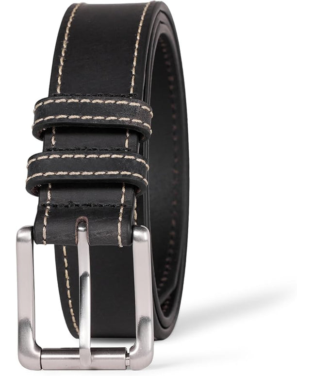 Amazon Essentials mens Stitched Edge Leather Belt
