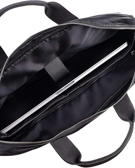 Leather briefcase 18 Inch Laptop Messenger Bags for Men and Women Best Office briefcase Satchel Bag (Black)