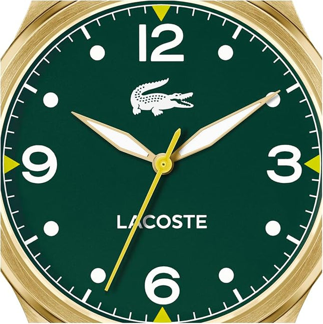 Lacoste Lisbon Men’s Quartz Watch - Three-Hand Sunray Dial with Stick Indexes, Polished Case, Crocodile Logo - Modern, Classic Timepiece - Gift for Him 42mm