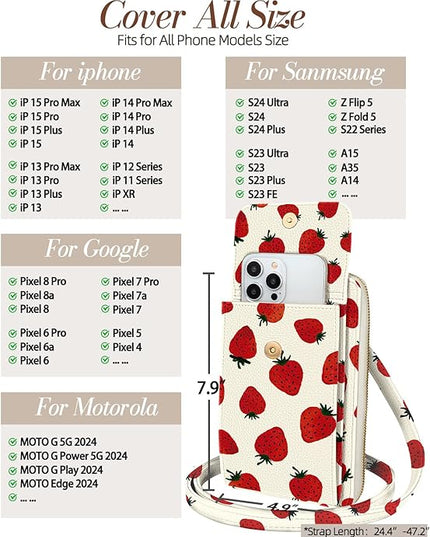 Cute Small Crossbody Purse Cell Phone Bags for Women - Leather Cellphone Wallet Purse with Shoulder Strap