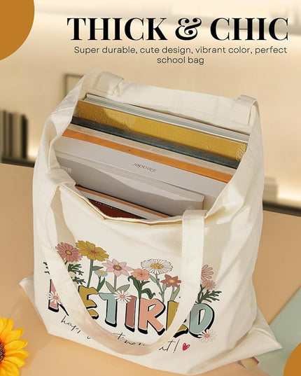 AUSVKAI Canvas Tote Bag Aesthetic for Women, Cute Reusable Cloth Cotton Bags for College Shopping Beach Grocery Trendy Gifts