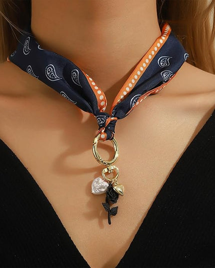 HETICA Scarf Necklace for Women Silk Western Charm Necklaces Fashion Accessory Jewelry Gift