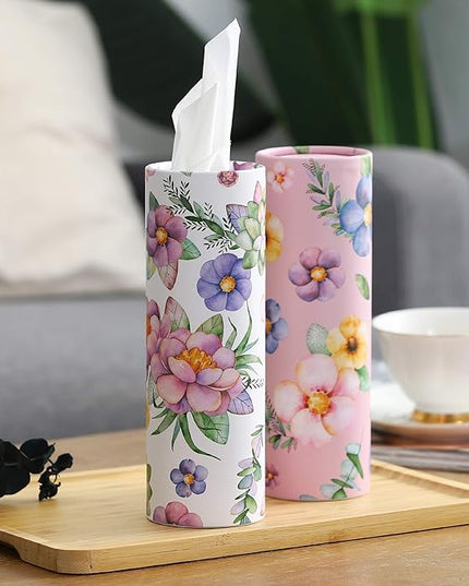 200 Sheets Car Tissues Holder with Facial Tissues 3-ply Travel Tissue Tubes 4 PK Tissues Box Container Perfect Fit for Car Cup Holder Cylinder (Pink)