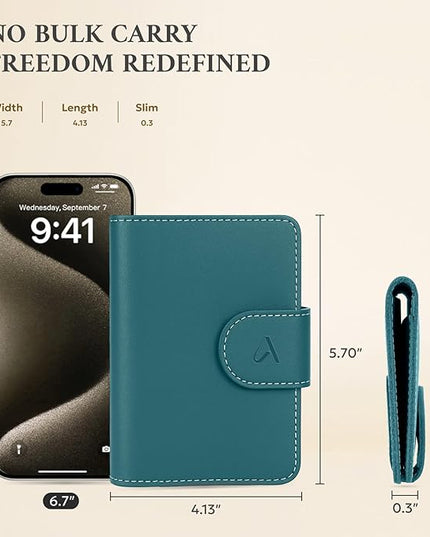 ALLIVE Rfid Passport Holder for Travel Women & Men, Passport Cover Wallet with AirTag Hidden, Genuine Leather Passport Holder Essential for Business Travel, Airport Security (Lake Blue)