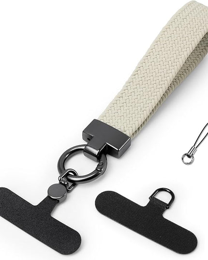Elastic Phone Lanyard with Phone Tabs, Stretchy Braided Cellphone Wrist Strap and Keys Keychain