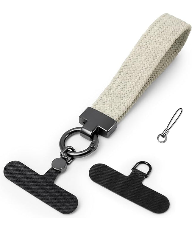 Elastic Phone Lanyard with Phone Tabs, Stretchy Braided Cellphone Wrist Strap and Keys Keychain
