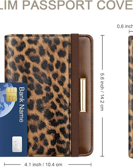 Passport Holder Cover Travel RFID Blocking Passport Cover Rose Gold Cute Flowers Passport Wallet with Elastic Band for Women