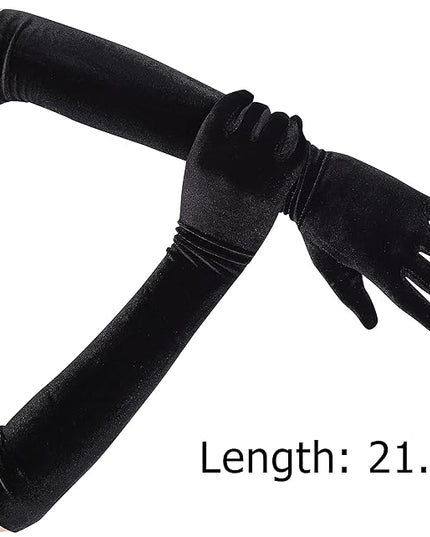 Long Opera Gloves for Women Velvet Gloves 1920s Flapper Stretchy Elbow Length Halloween Costume Gloves