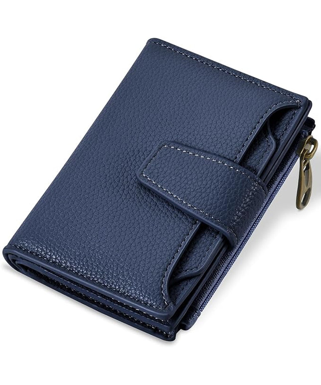 Airkit Small Wallet Women RFID Blocking Soft Leather Bifold Compact Card Holder Wallet for Women with Zipper Coin Pocket 4 ID Window