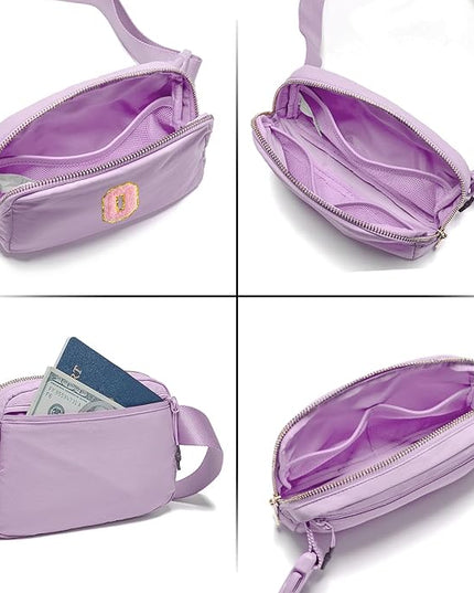 Gitus Initial Belt Bag Fanny Pack Crossbody Bag for Girls Birthday Gifts Age 8-10 Teen Girl Gifts Trend Stuff Personalized Letter Gifts for Daughter Sister (Lavender-O)