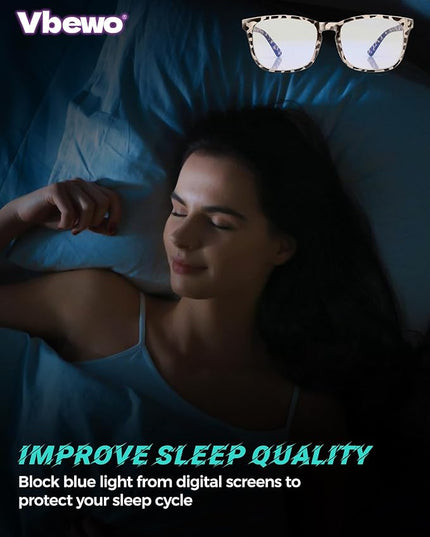 2 Packs Professional Sleep Glasses with 97.6% Blue Light Blocking Dual AR Coatings Clear Lens, Computer Gaming Glasses for Men Women, Anti Fatigue & Eye Strain