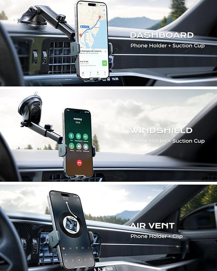 CHGeek Wireless Car Charger, 15W Fast Charging Auto Clamping Car Charger Phone Mount Phone Holder fit for iPhone 15 14 13 12 11 Pro Max Xs, Samsung Galaxy S25 Ultra S24 S23 S22, S21, S20, Green