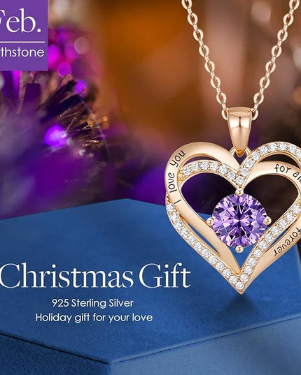 CDE Forever Love Heart Necklaces for Women, Wedding Anniversary, Birthday Mothers Day Christmas Day Gifts for Mom, Mother, Wife, friend, S925 Silver Jewelry with Birthstone Pendant
