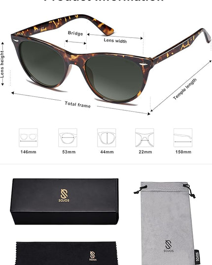 SOJOS Classic Polarized Sunglasses for Women Men Small UV400 Lenses SJ2076
