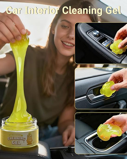 ColorCoral Car Cleaning Gel (Lemon Scent,Yellow),Reusable Dust Cleaning Gel for Car Interior Cleaning Kit, Auto Vent Cleaner，Keyboard Cleaner Gel for Cleaning Dust and Debris from Corners, Crevices