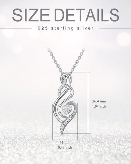 ZBA Natural Diamond Infinity Necklace for Women, 14K White Gold Plated Sterling Silver Diamond Eternal inifnity Pendant Necklaces Jewelry, Birthday Christmas Gifts for Mom Her Wife(Color F-G/Clarity I1-I2)