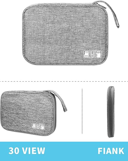 Electronics Organizer Travel Case,Electronic Accessories Storage Bag,Portable Waterproof Cable Organizer Bag,with 5 Cable Ties，for Travel,Work-Grey