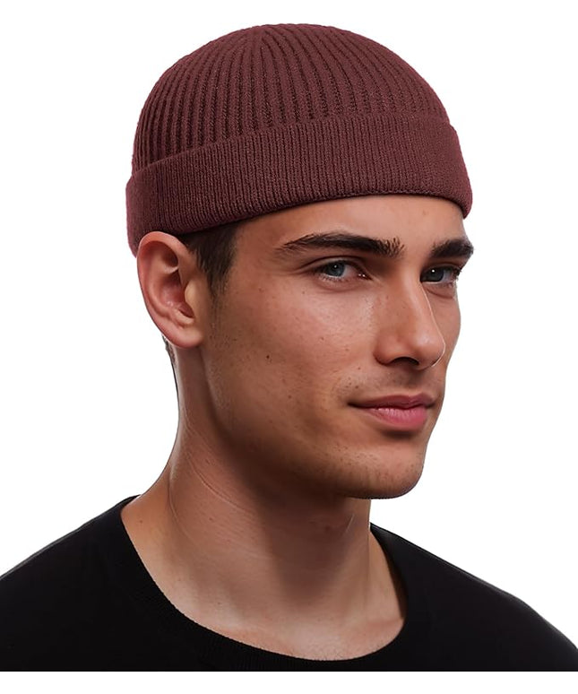 vidsel Thin Wool Fisherman Beanie for Men Women, Short Knit Cuff Trawler Watch Hats