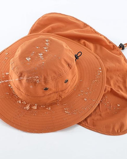 Home Prefer UPF50 Mens Sun Hat with Neck Flap Quick Dry UV Protection Cap Womens Wide Brim Fishing Hat Neck Flap Beach Garden