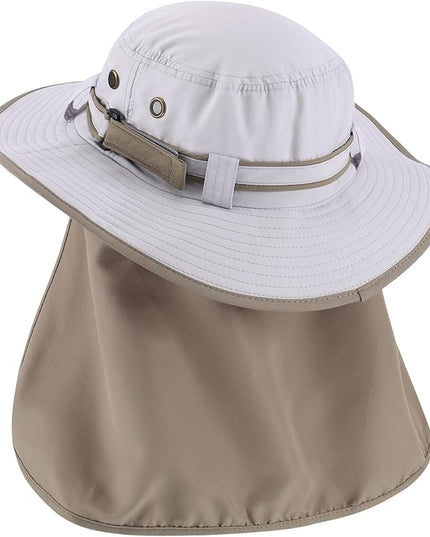 Home Prefer UPF50 Mens Sun Hat with Neck Flap Quick Dry UV Protection Cap Womens Wide Brim Fishing Hat Neck Flap Beach Garden