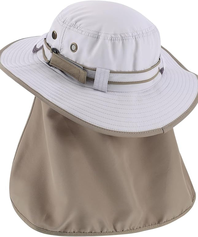 Home Prefer UPF50 Mens Sun Hat with Neck Flap Quick Dry UV Protection Cap Womens Wide Brim Fishing Hat Neck Flap Beach Garden