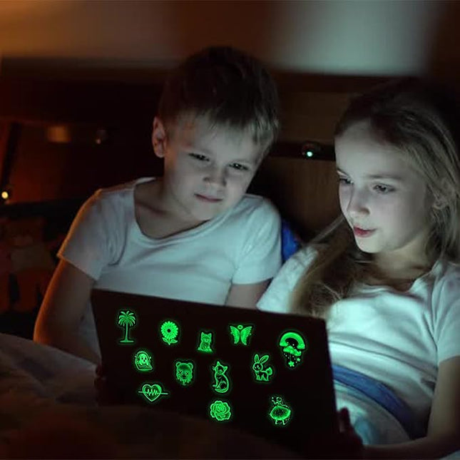 Glow in The Dark Neon Water Bottle Stickers for Kids, 70 Pcs Waterproof Vinyl Laptop Decals, Teens Girls Boys Adults Phone Case Skateboard Luggage Decor