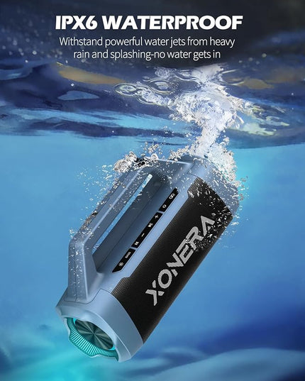 Speakers Bluetooth Wireless, 80W Peak Loud Outdoor Speaker with Bass, 20H Playtime, IPX6 Waterproof, TWS，BT5.3, Portable for Camping Hiking Boating Pool Beach, Smoky Blue