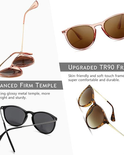 SUNGAIT Premium Vintage Round Sunglasses for Women Men Classic Retro Trendy Style