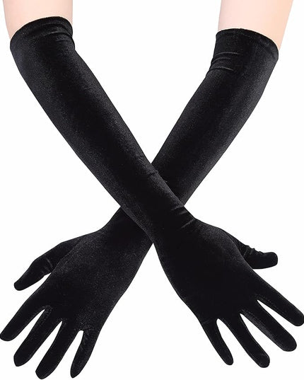 Long Opera Gloves for Women Velvet Gloves 1920s Flapper Stretchy Elbow Length Halloween Costume Gloves