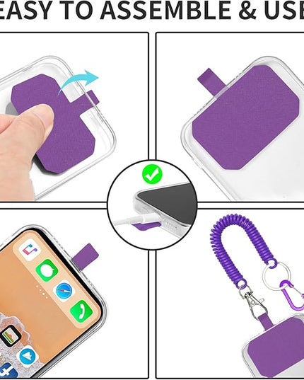 Phone Tether Lanyard Anti Theft Phone Strap with Carabiner Anti-drop Outdoor Skiing Hiking Cycling fishing Climbing fit iPhone and Most Cell Phone (Black+Purple)