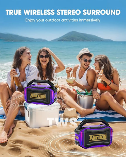 Speakers Bluetooth Wireless: 80W(Peak) Loud Speaker with Bass, 20H Playtime, IPX6 Waterproof, Large Jobsite Speakers for Work, Outdoor, Workshop, Garage, Portable Speaker with TWS (Purple)