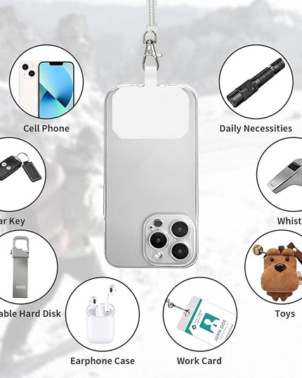 Phone Tether Lanyard Anti Theft Phone Strap with Carabiner Anti-drop Outdoor Skiing Hiking Cycling fishing Climbing fit iPhone and Most Cell Phone (Black+Transparent)