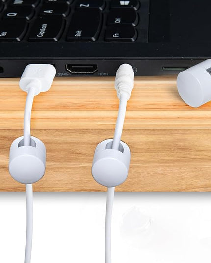3 Sets Charger Holders for Cords, White Adjustable Cable Anchor Holders, Adhesive Metal Cord Clips, Cable Management Wire Organizers for Desk, Office, Nightstand