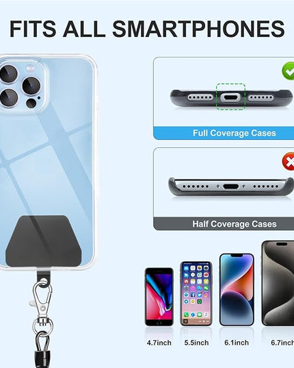 SHANSHUI Phone Lanyard, Cell Phone Lanyard Tether Pads Compatible with iPhone & All Smartphones in Full Cover Cases