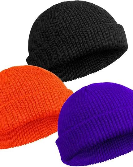 SATINIOR 4 Pieces Trawler Beanie Watch Hat Roll up Edge Skullcap Fisherman Beanie Unisex