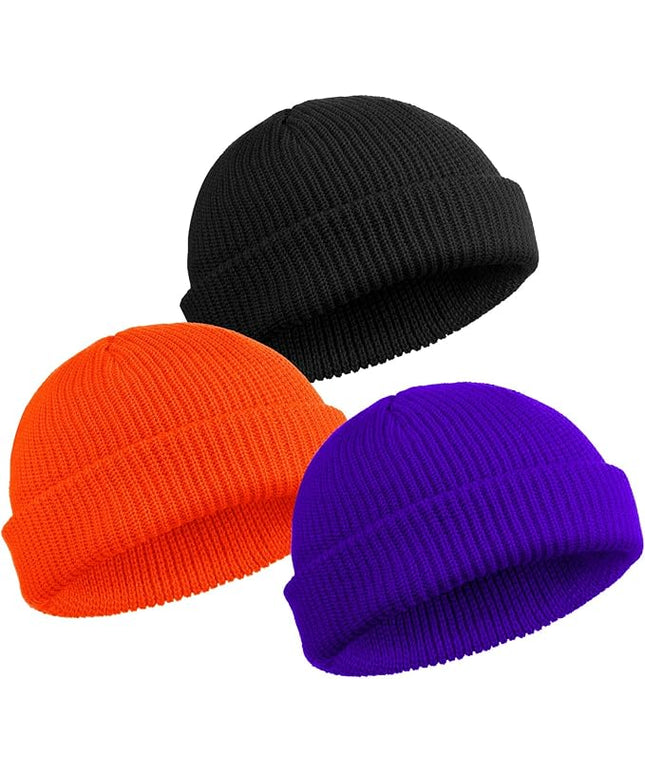 SATINIOR 4 Pieces Trawler Beanie Watch Hat Roll up Edge Skullcap Fisherman Beanie Unisex