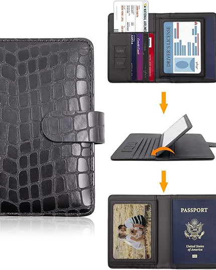 Melsbrinna Rfid Passport Holder for Travel women/Men, Cute Passport Wallet Rfid Blocking Card Slots, Rfid Passport Cover/CaseTravel Wallet, Passport Book Holder (1, Black2)