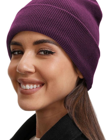 100% Cotton Beanie Hat- Unisex Ultra Soft Winter Warm Stretch Knit Cuffed Hats Fisherman Beanies Skull Cap