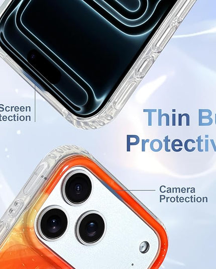 Cute Case for iPhone 17 Pro Case for Women Girls [Compatible with Magsafe] with Translucent Pearl Pattern Design, Aesthetic Girly Magnetic Protective Phone Cover, Orange