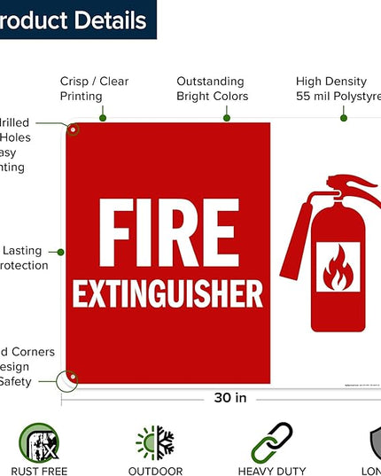 Fire Extinguisher Graphic Sign, 24x30 Inches, 55 mil thick HDPS (high density polystyrene), Made in USA by My Sign Center