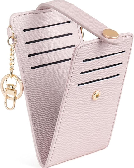 POIUGOYA Slim Wallet for Women,RFID Blocking Bifold Credit Card Holder with Zipper Coin Pocket,ID Window,Keychain