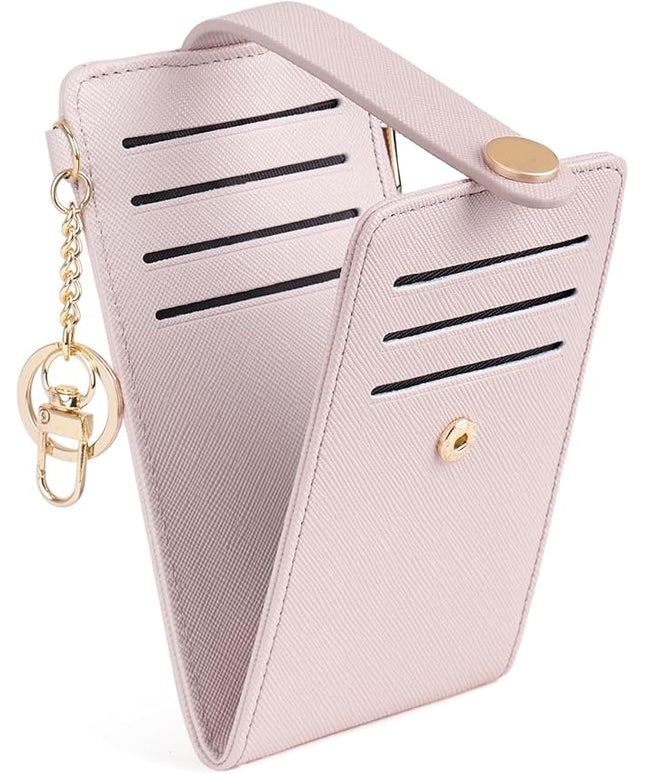 POIUGOYA Slim Wallet for Women,RFID Blocking Bifold Credit Card Holder with Zipper Coin Pocket,ID Window,Keychain