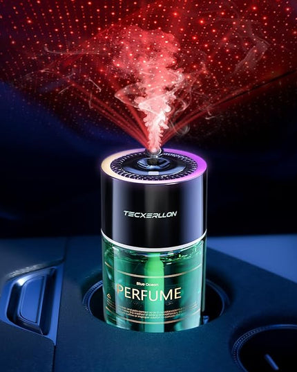 Car Air Freshener, Car Diffuser with RGB Ambient Light & Starry Ceiling, 4 Smart Scent Modes, 120-Day Runtime, Auto On/Off,USB-C Rechargeable, Ocean-Inspired Fragrance, 120ML